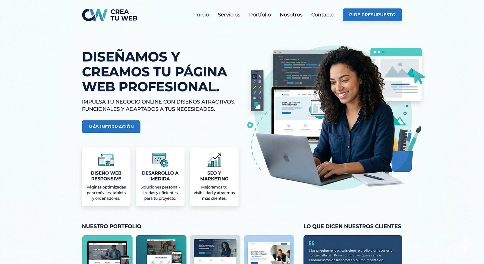 Captura de pantalla de la página web de prueba